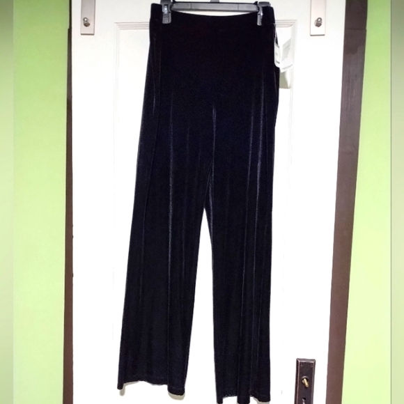 NWT Kasper Velvet Black Pants Sz Large - Picture 1 of 7